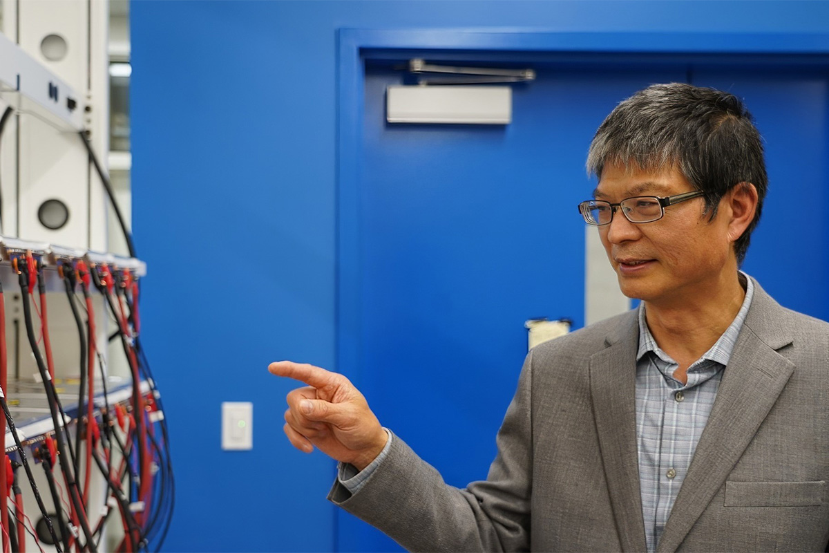 A leading electrical vehicle battery researcher shows off his lab