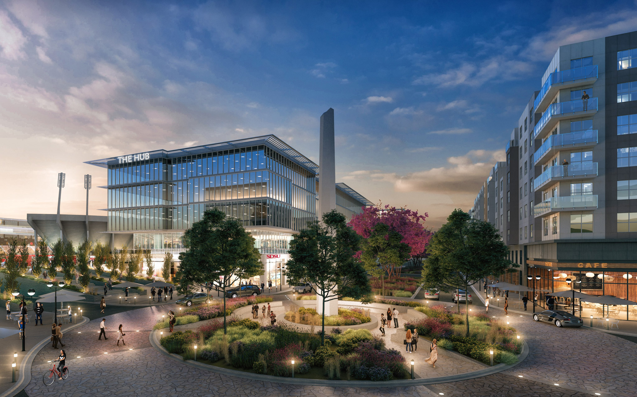 rendering of the innovation district at sdsu mission valley