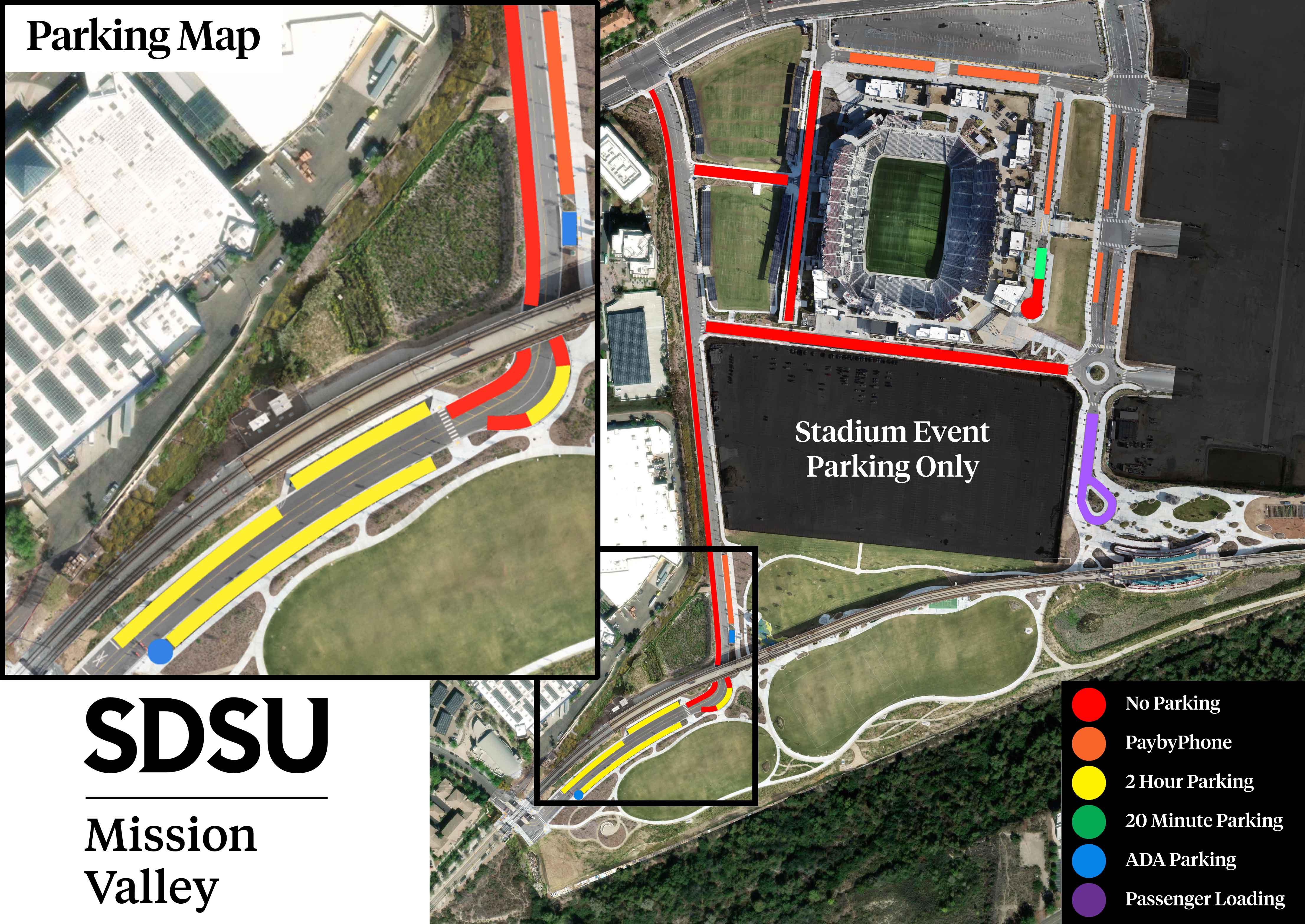 SDSU Mission Valley River Park Parking Map