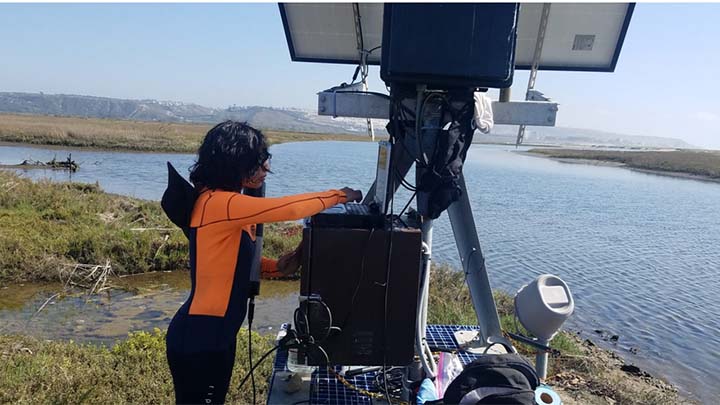 Student installs water sensors